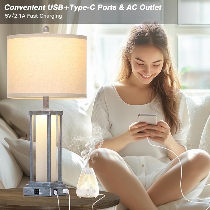 Cinkeda 27" Tall Vintage Table Lamp Set of 2 - Image 3