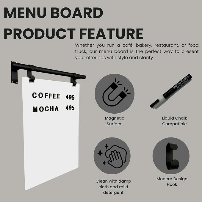 Hanging Menu Contemporary Style Chalkboard Sign, Metal Menu Display 22x28 - Image 5