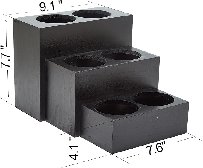 Black Wood Coffee Syrup Rack Organizer, 3 Tier Syrup Bottle Holder - Image 2
