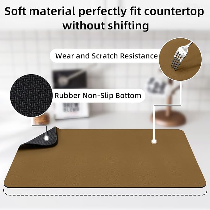 LOPNUR Kitchen Dish Drying Mat, Diatomite Coffee Mat, Super Absorbent Dish - Image 5