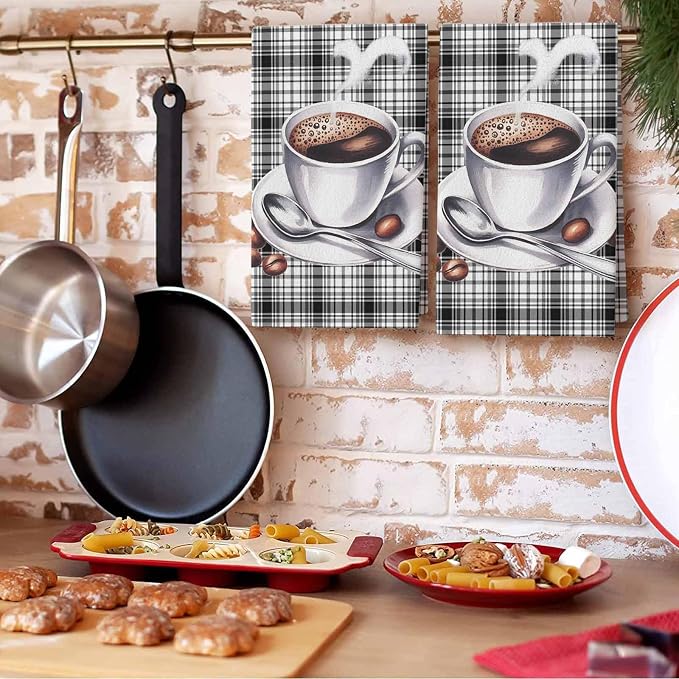 Kitchen Towels Nostalgia Coffee Absorbent Tea Towel Soft Hand Dish Towel Black - Image 4