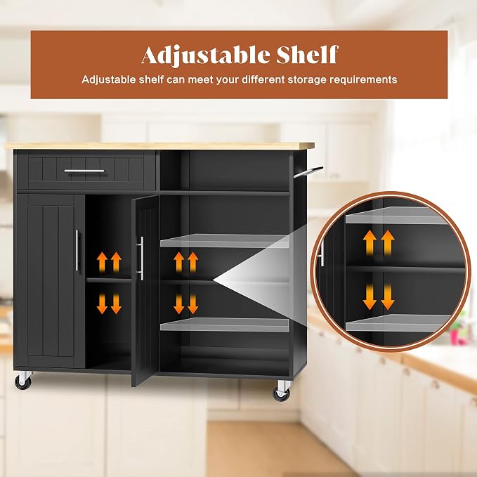 JY QAQA 42" Kitchen Island on Wheels - Image 3