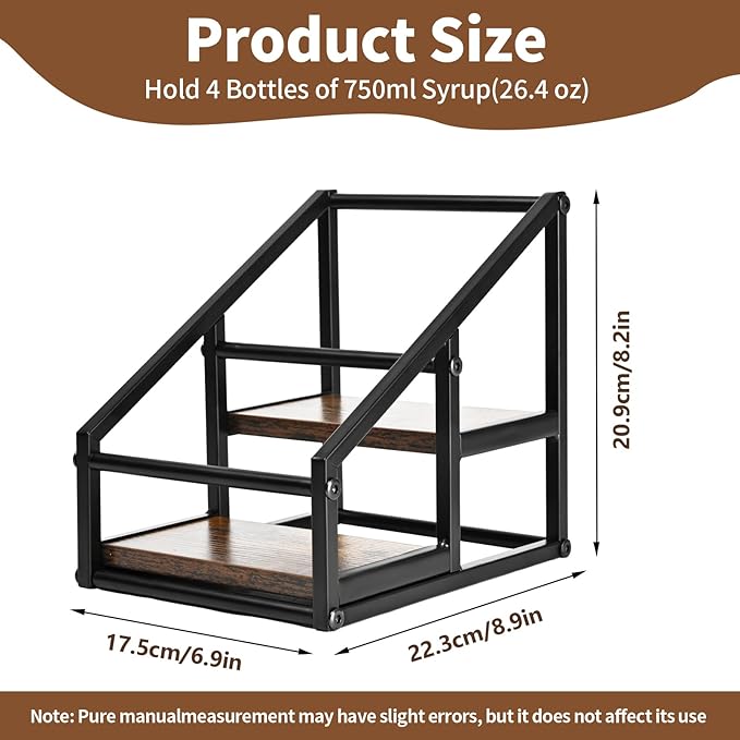 YQBRAO Coffee Syrup Rack Organizer, Liquor Bottle Display Shelf, 2-Tier 4 - Image 3