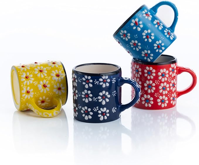 Ceramic Espresso Cups, 5 Oz Espresso Cups Set of 4, Handmade Espresso Cup by ELYESE