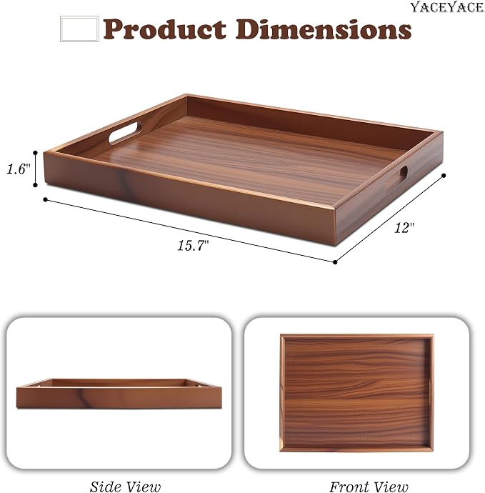 Large Tray for Ottoman Coffee Table, Large Wood Trays for Serving Food - Image 2