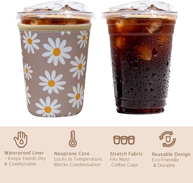 Reusable Insulated Sleeve for Iced Coffee Cup, Coffee Neoprene Sleeve for Cold - Image 6