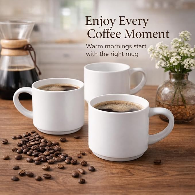 GBhome 14 OZ Coffee Mugs Set of 6, Stackable Ceramic Mugs - Image 6