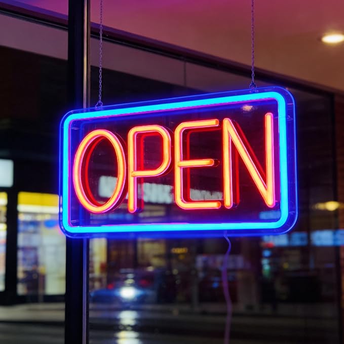 Open Signs for Business, Neon Open Sign Led, 16.5"x 9", by SnailGo