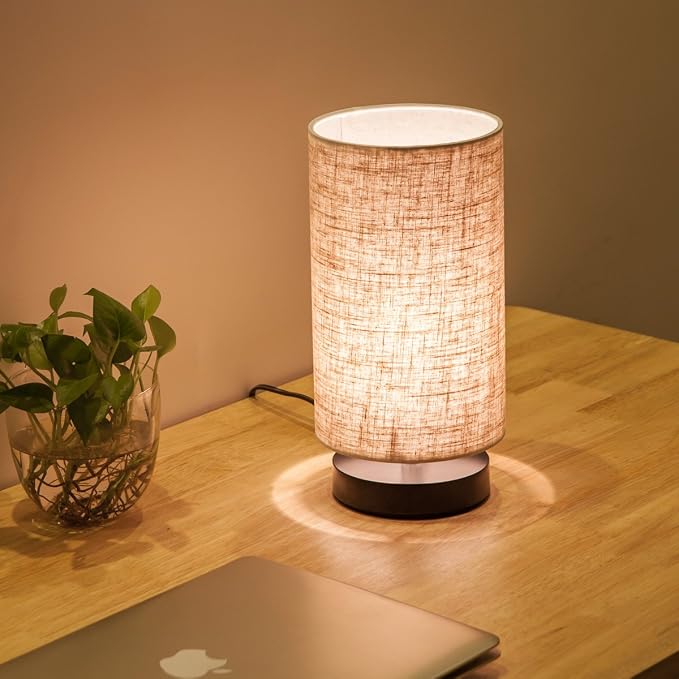 lifeholder Table Lamp, Bedside Nightstand Lamp, Simple Desk Lamp, Fabric Wooden - Image 2