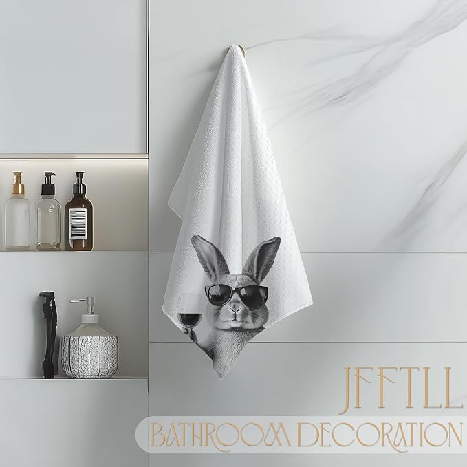 Funny Bunny Decor Kitchen Towels, Bunny Gift Dish Tea Towel - Image 4