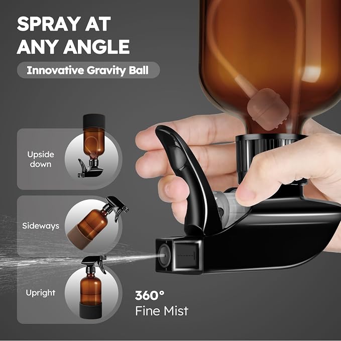 Tecohouse 2 Pack 360° Amber Glass Spray Bottles - Image 2