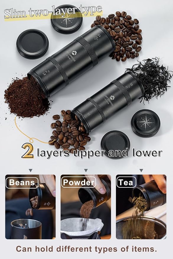 CAMPINGMOON 2-Layer Portable Coffee Bean Storage Canister Airtight Duralumin - Image 5