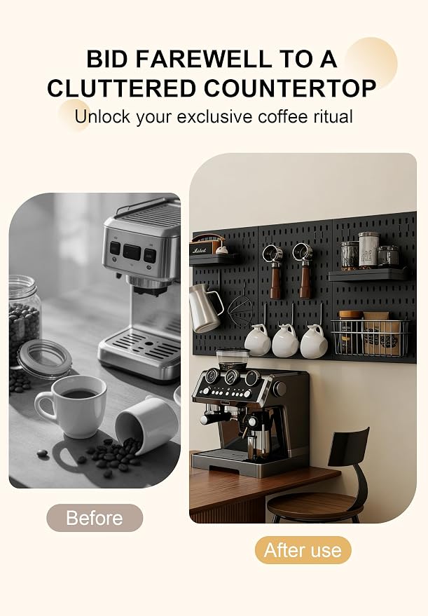 Coffee Pegboard Wall Storage Set – Wall-Mounted Coffee Mug Holder - Image 5