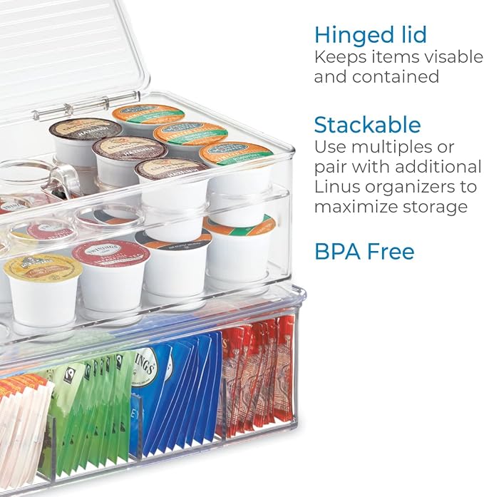 iDesign 2-Tier Coffee Pod Holder Lidded Bin, Plastic Pantry and Kitchen Storage - Image 4