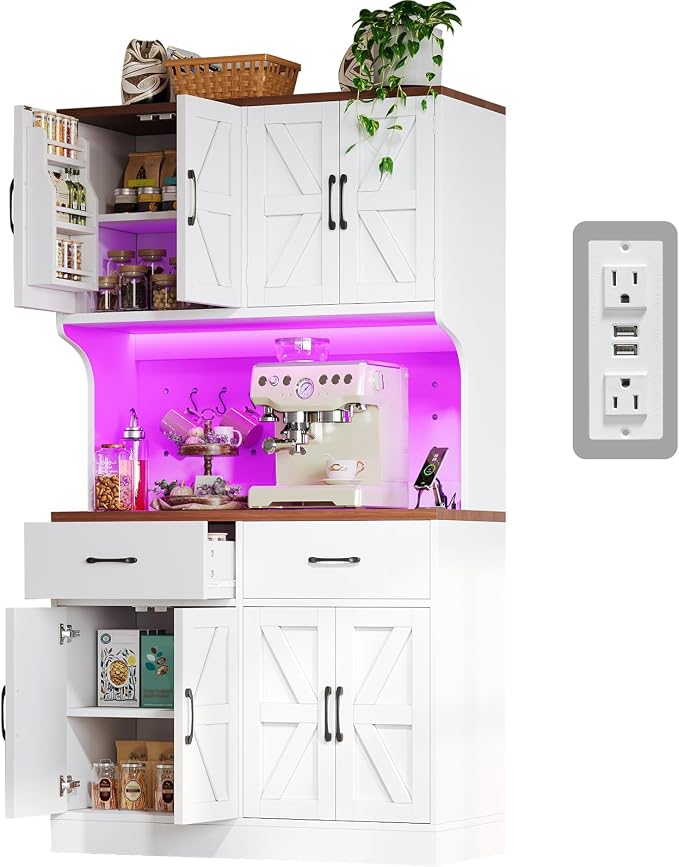 VK·LIVING 71" Kitchen Pantry Cabinet, Farmhouse Storage Cabinet by VK%C2%B7LIVING