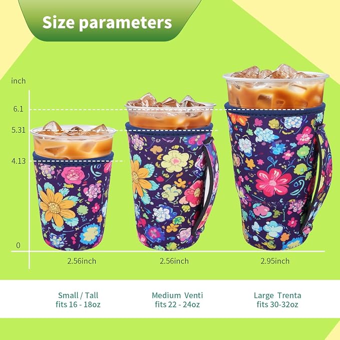 3 Pack Iced Coffee sleeve Insulated Neoprene Cup Sleeves - Image 2