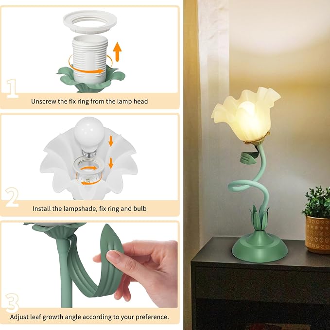 Cute Flower Desk Lamp, 3 Color Temperature Table Lamp - Image 5