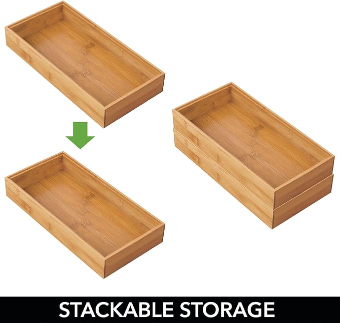 mDesign Wooden Bamboo Drawer Organizer - Image 5