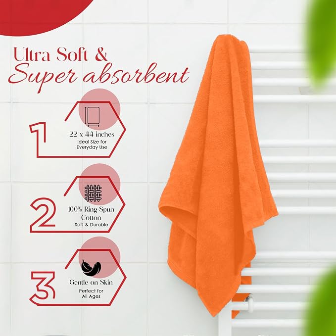 RIVERSIDE 100% Ring-Spun Cotton Bath Towels Set of 4 22 x 44 - Image 7