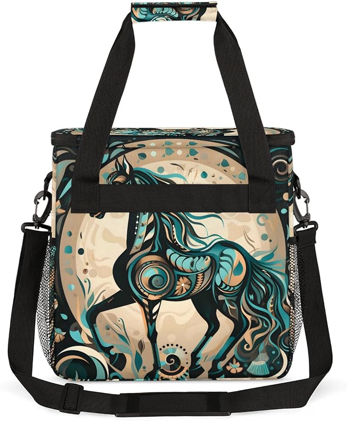 Ethnic Horse Coffee Maker Carring Bag, Large Insulated Storage Organizer Case - Image 5