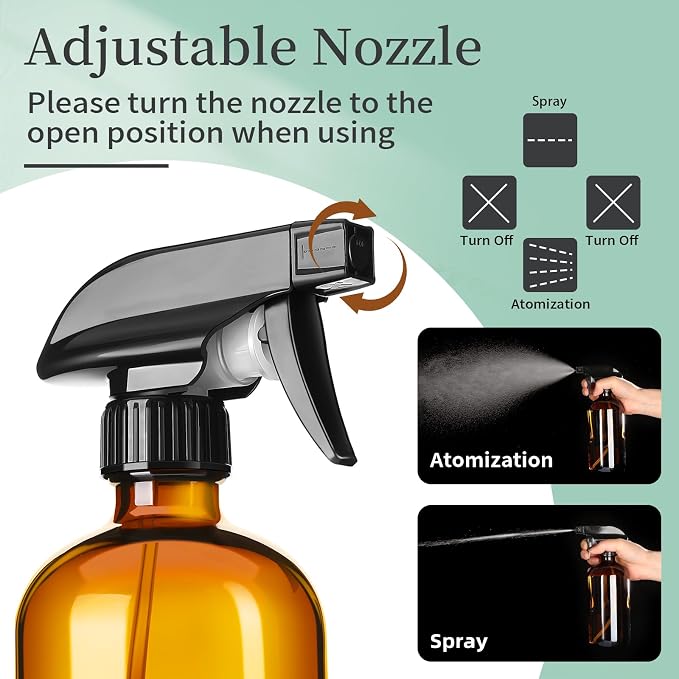 GIVAMEIHF 8oz Amber Glass Spray Bottles, 3 Pack Glass Spray Bottles Refillable - Image 3