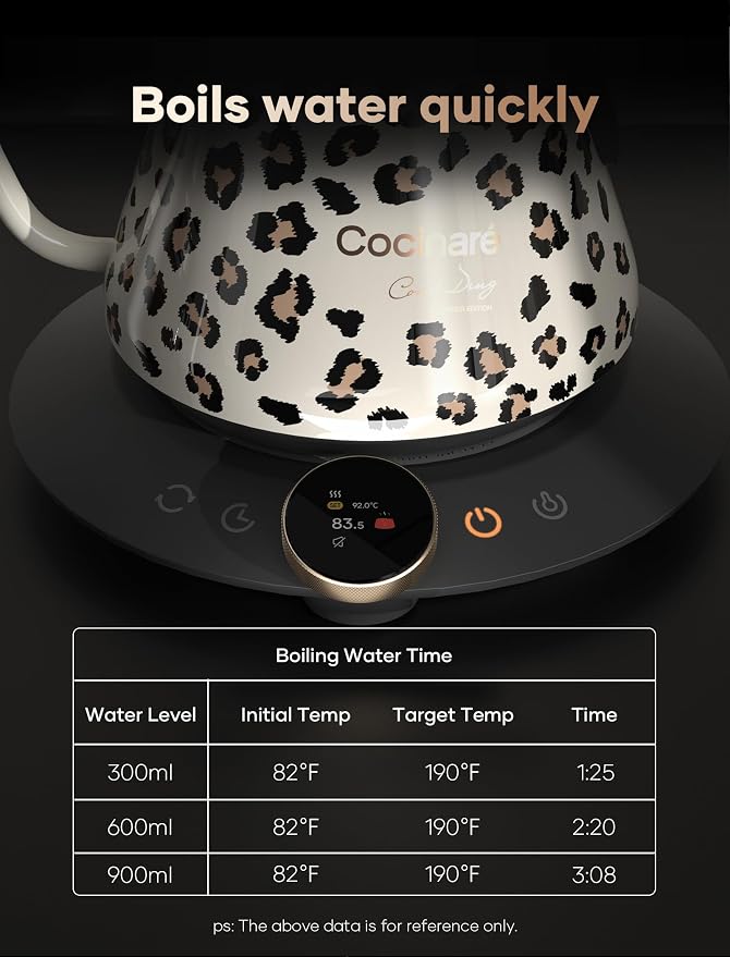 Cocinare Gooseneck Electric Kettle, ±0.5°F Precise Temperature Control - Image 6