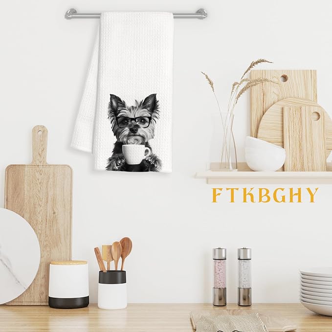 Funny Yorkshire Terrier Coffee Kitchen Towels, Yorkshire Terrier Gifts - Image 3