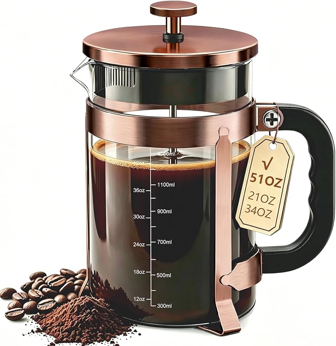 QUQIYSO French Press Coffee Maker, Large French Press by QUQIYSO-EnjoyWonderfulCoffee