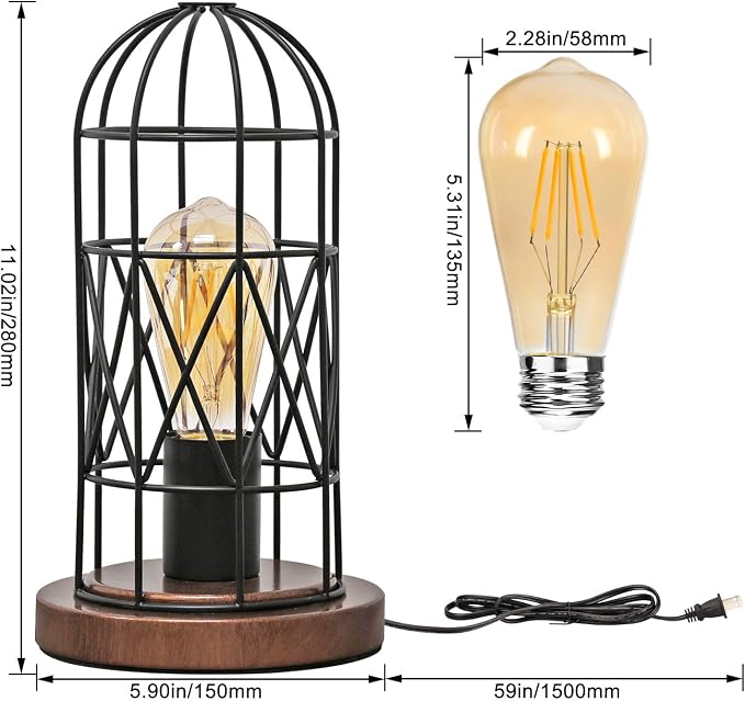 Touch Control Table Lamp, Industrial Bedside Lamp - Image 3