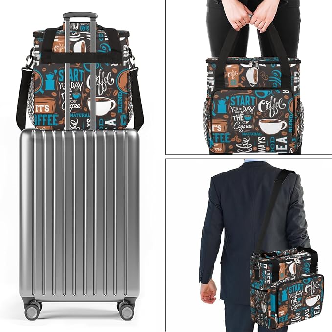 Blue Coffee Cafe Maker Carrying Bag Travel Case Compatible - Image 7