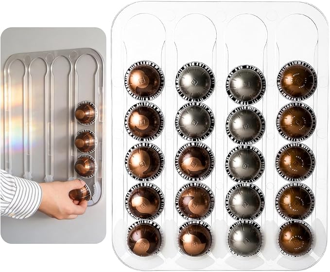 Nespresso Vertuo Pods Holder Wall Mounted, Side Mount Coffee Pod Organizer by Aucuqu