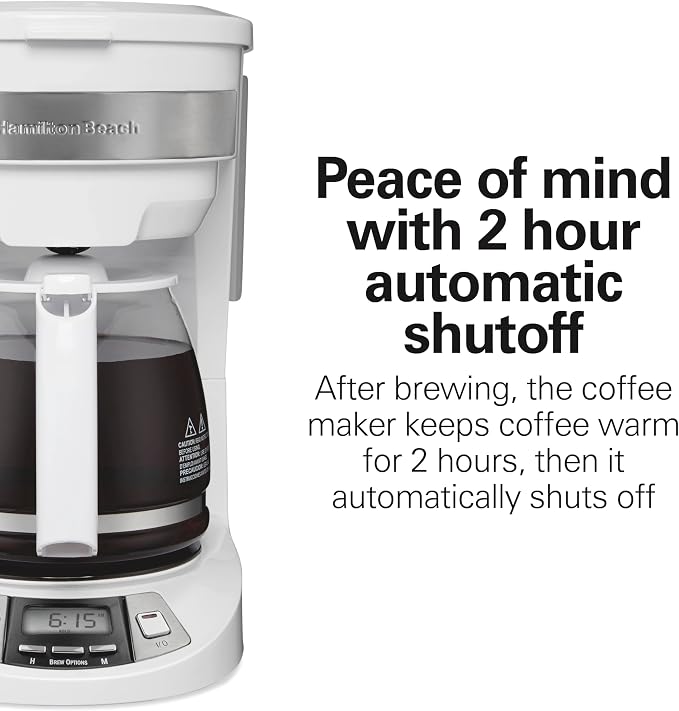 Hamilton Beach 12 Cup Programmable Drip Coffee Maker Machine, Regular & Bold - Image 6