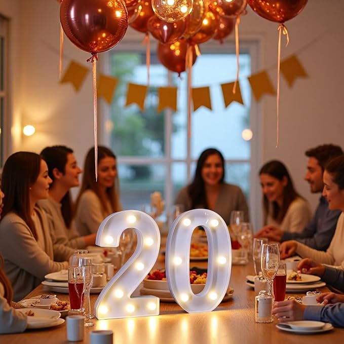 20th Birthday Decoration Light Up Letters, Battery Powered LED Numbers Marquee - Image 4