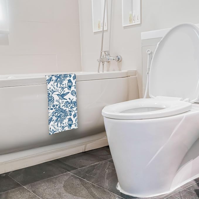 Blue Hydrangea Chinoiserie Floral Kitchen Towels Set of 2 - Image 4