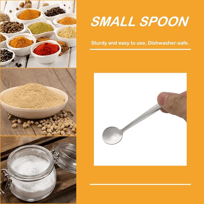 6 Pack 4.3 Inches Mini Spoons Small Coffee Teaspoon Medicine Spices Powder Spoon - Image 7