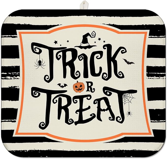 Halloween Dish Drying Mat for Kitchen Counter, Halloween Trick or Treat by Unknown