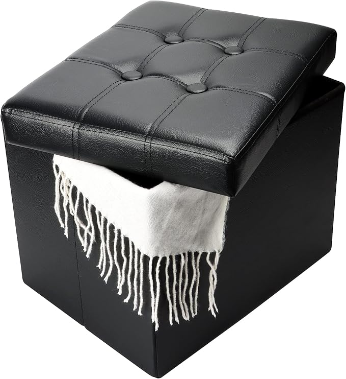 Bsketa Storage Ottoman, Folding Foot Stool by Bsketa