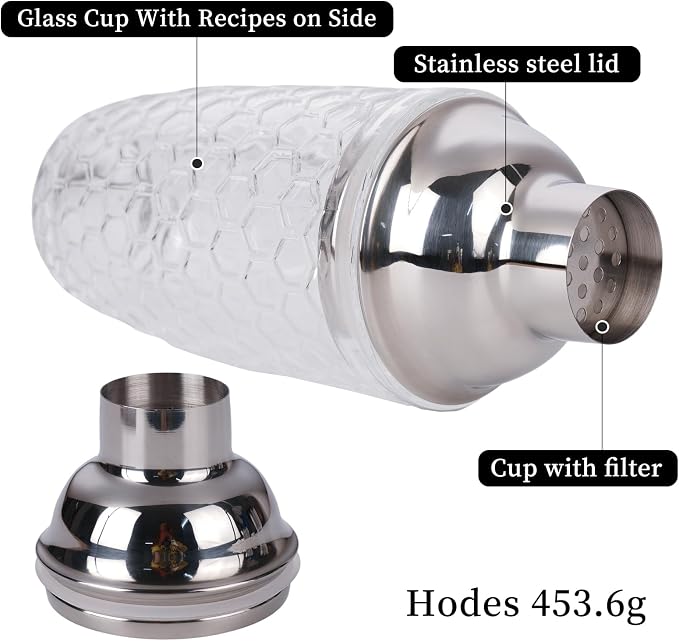 JNWINOG Professional 14.37 oz Cocktail Shaker – Durable Stainless Steel Martini - Image 4