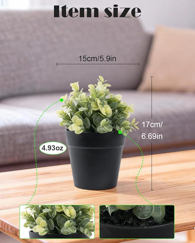 Fake Eucalyptus Potted Artificial Plant – Small Faux Eucalyptus - Image 6