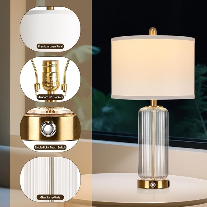 Table Lamps Set of 2 with Touch Control, 3-Way Dimmable Nightstand Lamp with - Image 5