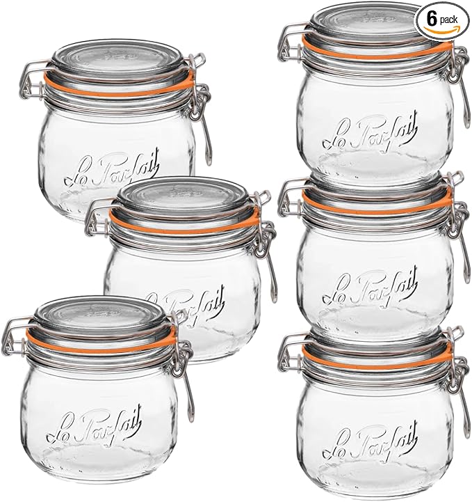 Le Parfait Super Jar 500mL French Glass Preserving Jar w/Airtight Rubber Seal & by LeParfait