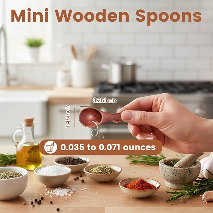 HANSGO 10PCS Small Wooden Spoons, 3.25 Inch Wooden Teaspoons, Cute Little Spoons - Image 2