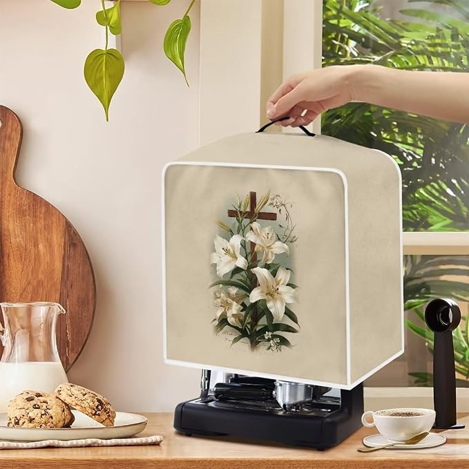 Cross Floral Coffee Maker Cover Easter Decor Lightweight Kitchen Accessories - Image 5