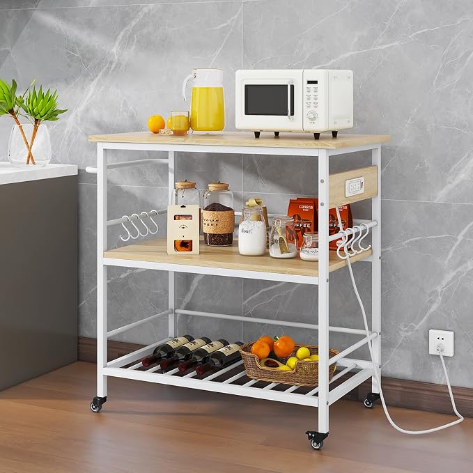 IBUYKE Kitchen Island with 3 Shelves, Island Table - Image 5