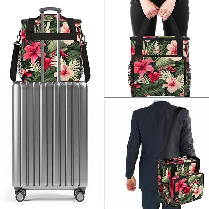 Tropical Floral Plant Coffee Maker Carring Bag, Large Insulated Storage - Image 7
