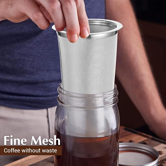 3 Pack Cold Brew Coffee Filter for 64oz Wide Mouth Mason Jar, 304 Stainless - Image 5