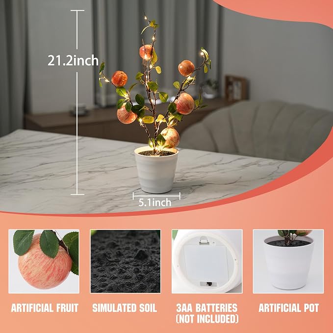 Artificial Apple Tree Lamp Night Light, Apple Lamp - Image 7