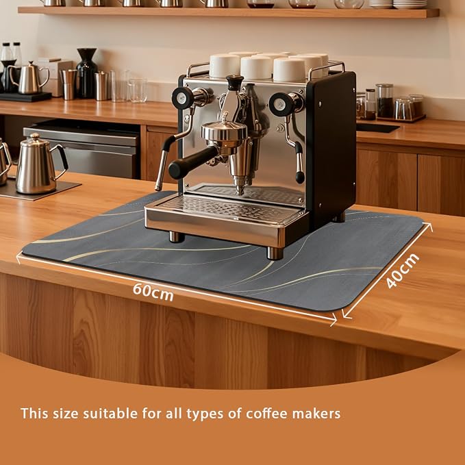 Coffee Mat 24x16 Inchh, Irregular Black Streamline Coffee Top Mat, Absorbent - Image 2