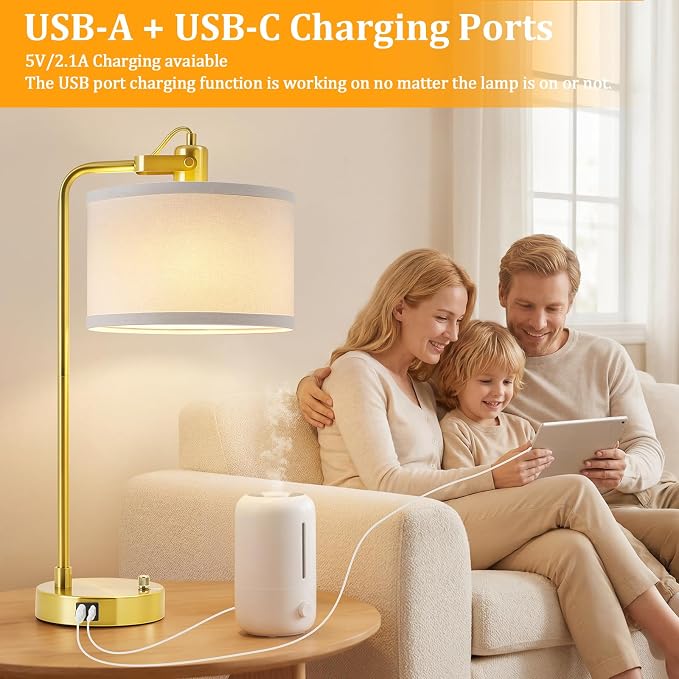 24‘’ Gold Table Lamp Set of 2 - Image 6