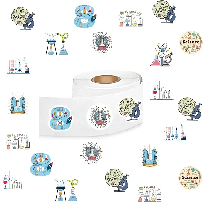500Pcs Science Stickers, 1 Inch Labels by YEESACG